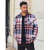 COOFANDY Mens Flannel Shirts Long Sleeve Lightweight Plaid Shirt Casual Button Down Shirts Jacket(Red Blue)