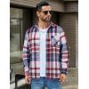 COOFANDY Mens Flannel Shirts Long Sleeve Lightweight Plaid Shirt Casual Button Down Shirts Jacket(Red Blue)