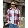 COOFANDY Mens Flannel Shirts Long Sleeve Lightweight Plaid Shirt Casual Button Down Shirts Jacket(Red White)