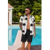 COOFANDY Men’s Hawaiian 2 Piece Outfits Summer Beach Matching Set Short Sleeve Floral Shirts and Shorts(Coconut Tree White)