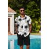 COOFANDY Men’s Hawaiian 2 Piece Outfits Summer Beach Matching Set Short Sleeve Floral Shirts and Shorts(Coconut Tree White)