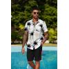 COOFANDY Men’s Hawaiian 2 Piece Outfits Summer Beach Matching Set Short Sleeve Floral Shirts and Shorts(Coconut Tree White)