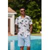 COOFANDY Men’s Hawaiian 2 Piece Outfits Summer Beach Matching Set Short Sleeve Floral Shirts and Shorts(Island Light Blue)