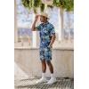 COOFANDY Men’s Hawaiian 2 Piece Outfits Summer Beach Matching Set Short Sleeve Floral Shirts and Shorts(Leaf Green)