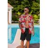 COOFANDY Men’s Hawaiian 2 Piece Outfits Summer Beach Matching Set Short Sleeve Floral Shirts and Shorts(Leaf Red)