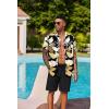 COOFANDY Men’s Hawaiian 2 Piece Outfits Summer Beach Matching Set Short Sleeve Floral Shirts and Shorts(Palm Leaf Black)
