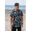 COOFANDY Men’s Hawaiian 2 Piece Outfits Summer Beach Matching Set Short Sleeve Floral Shirts and Shorts(Pineapple Leaf Black)