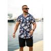COOFANDY Men’s Hawaiian 2 Piece Outfits Summer Beach Matching Set Short Sleeve Floral Shirts and Shorts(White Floral Navy)