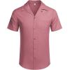 COOFANDY Mens Hawaiian Shirt Short Sleeve Buttoon Down Shirts Casual Tropical Floral Summer Linen Shirts(A- Deep Pink)