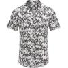 COOFANDY Mens Hawaiian Shirt Short Sleeve Buttoon Down Shirts Casual Tropical Floral Summer Linen Shirts(A- Gray Floral)
