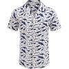 COOFANDY Mens Hawaiian Shirt Short Sleeve Buttoon Down Shirts Casual Tropical Floral Summer Linen Shirts(A- Navy Shark)
