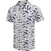 COOFANDY Mens Hawaiian Shirt Short Sleeve Buttoon Down Shirts Casual Tropical Floral Summer Linen Shirts(A- Navy Shark)