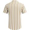 COOFANDY Mens Hawaiian Shirt Short Sleeve Buttoon Down Shirts Casual Tropical Floral Summer Linen Shirts(A- Stripe Khaki)