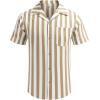 COOFANDY Mens Hawaiian Shirt Short Sleeve Buttoon Down Shirts Casual Tropical Floral Summer Linen Shirts(A- Stripe Khaki)
