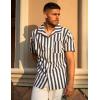 COOFANDY Mens Hawaiian Shirt Short Sleeve Buttoon Down Shirts Casual Tropical Floral Summer Linen Shirts(A- Stripe Navy)