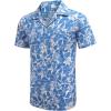 COOFANDY Mens Hawaiian Shirt Short Sleeve Buttoon Down Shirts Casual Tropical Floral Summer Linen Shirts(B- Blue Floral)
