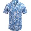 COOFANDY Mens Hawaiian Shirt Short Sleeve Buttoon Down Shirts Casual Tropical Floral Summer Linen Shirts(B- Blue Floral)