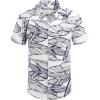 COOFANDY Mens Hawaiian Shirt Short Sleeve Buttoon Down Shirts Casual Tropical Floral Summer Linen Shirts(Navy Floral-white)