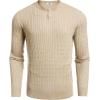 COOFANDY Men’s Knit Henley Sweater Long Sleeve Button Down Fall Sweaters and Pullovers(Cream)