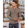 COOFANDY Men’s Knit Polo Shirts Long Sleeve Sweater Polo Lightweight Fashion Casual Collared Shirts(Brown and Grey)