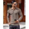 COOFANDY Men’s Knit Polo Shirts Long Sleeve Sweater Polo Lightweight Fashion Casual Collared Shirts(Brown and Grey)