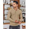 COOFANDY Men’s Knit Polo Shirts Long Sleeve Sweater Polo Lightweight Fashion Casual Collared Shirts(Khaki)