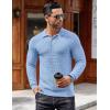 COOFANDY Men’s Knit Polo Shirts Long Sleeve Sweater Polo Lightweight Fashion Casual Collared Shirts(Light Blue)