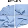 COOFANDY Men’s Knit Polo Shirts Long Sleeve Sweater Polo Lightweight Fashion Casual Collared Shirts(Light Blue)