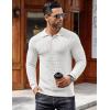 COOFANDY Men’s Knit Polo Shirts Long Sleeve Sweater Polo Lightweight Fashion Casual Collared Shirts(White)
