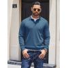 COOFANDY Mens Knit Polo Sweater Long Sleeve Polo Collared Sweaters Hidden Button Casual Pullover Sweater(A- Dark Blue)