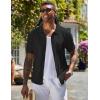 COOFANDY Men’s Knit Shirts Short Sleeve Button Down Polo Shirt Vintage Casual Beach Shirt Summer Tops(Black)
