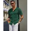 COOFANDY Men’s Knit Shirts Short Sleeve Button Down Polo Shirt Vintage Casual Beach Shirt Summer Tops(Dark Green)