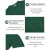 COOFANDY Men’s Knit Shirts Short Sleeve Button Down Polo Shirt Vintage Casual Beach Shirt Summer Tops(Dark Green)
