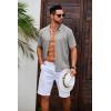 COOFANDY Men’s Knit Shirts Short Sleeve Button Down Polo Shirt Vintage Casual Beach Shirt Summer Tops(Grey)