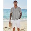 COOFANDY Men’s Knit Shirts Short Sleeve Button Down Polo Shirt Vintage Casual Beach Shirt Summer Tops(Grey)
