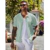 COOFANDY Men’s Knit Shirts Short Sleeve Button Down Polo Shirt Vintage Casual Beach Shirt Summer Tops(Ice Green)