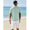 COOFANDY Men’s Knit Shirts Short Sleeve Button Down Polo Shirt Vintage Casual Beach Shirt Summer Tops(Ice Green)