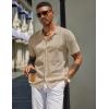 COOFANDY Men’s Knit Shirts Short Sleeve Button Down Polo Shirt Vintage Casual Beach Shirt Summer Tops(Khaki)