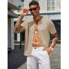 COOFANDY Men’s Knit Shirts Short Sleeve Button Down Polo Shirt Vintage Casual Beach Shirt Summer Tops(Khaki)