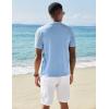 COOFANDY Men’s Knit Shirts Short Sleeve Button Down Polo Shirt Vintage Casual Beach Shirt Summer Tops(Light Blue)