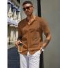 COOFANDY Men’s Knit Shirts Short Sleeve Button Down Polo Shirt Vintage Casual Beach Shirt Summer Tops(Light Brown)