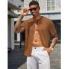 COOFANDY Men’s Knit Shirts Short Sleeve Button Down Polo Shirt Vintage Casual Beach Shirt Summer Tops(Light Brown)