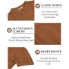 COOFANDY Men’s Knit Shirts Short Sleeve Button Down Polo Shirt Vintage Casual Beach Shirt Summer Tops(Light Brown)