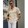 COOFANDY Men’s Knit Shirts Short Sleeve Button Down Polo Shirt Vintage Casual Beach Shirt Summer Tops(Light Khaki)