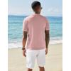COOFANDY Men’s Knit Shirts Short Sleeve Button Down Polo Shirt Vintage Casual Beach Shirt Summer Tops(Light Pink)