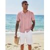 COOFANDY Men’s Knit Shirts Short Sleeve Button Down Polo Shirt Vintage Casual Beach Shirt Summer Tops(Light Pink)