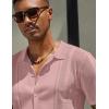 COOFANDY Men’s Knit Shirts Short Sleeve Button Down Polo Shirt Vintage Casual Beach Shirt Summer Tops(Light Pink)
