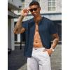 COOFANDY Men’s Knit Shirts Short Sleeve Button Down Polo Shirt Vintage Casual Beach Shirt Summer Tops(Navy Blue)