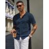 COOFANDY Men’s Knit Shirts Short Sleeve Button Down Polo Shirt Vintage Casual Beach Shirt Summer Tops(Navy Blue)