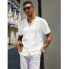 COOFANDY Men’s Knit Shirts Short Sleeve Button Down Polo Shirt Vintage Casual Beach Shirt Summer Tops(White)